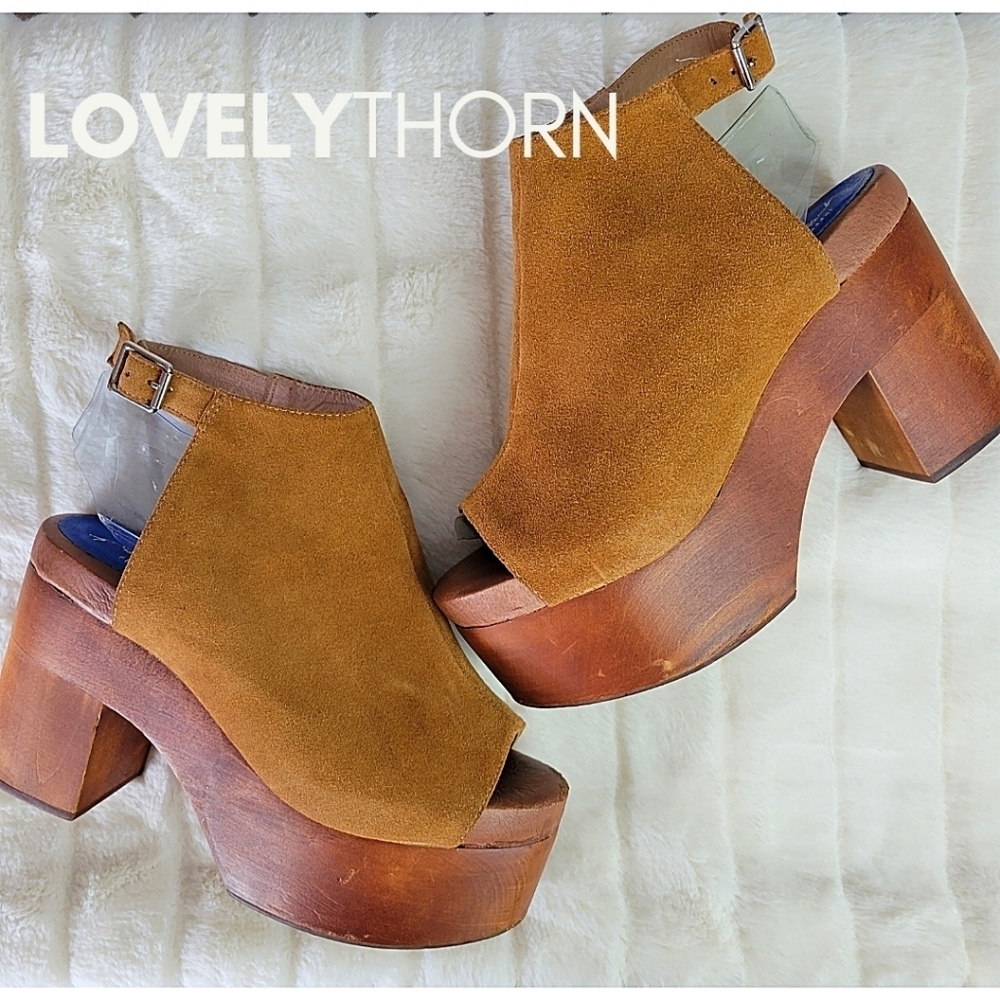 JEFFREY CAMPBELL // ltd ed free people collab suede wooden platform block heels - Picture 13 of 16